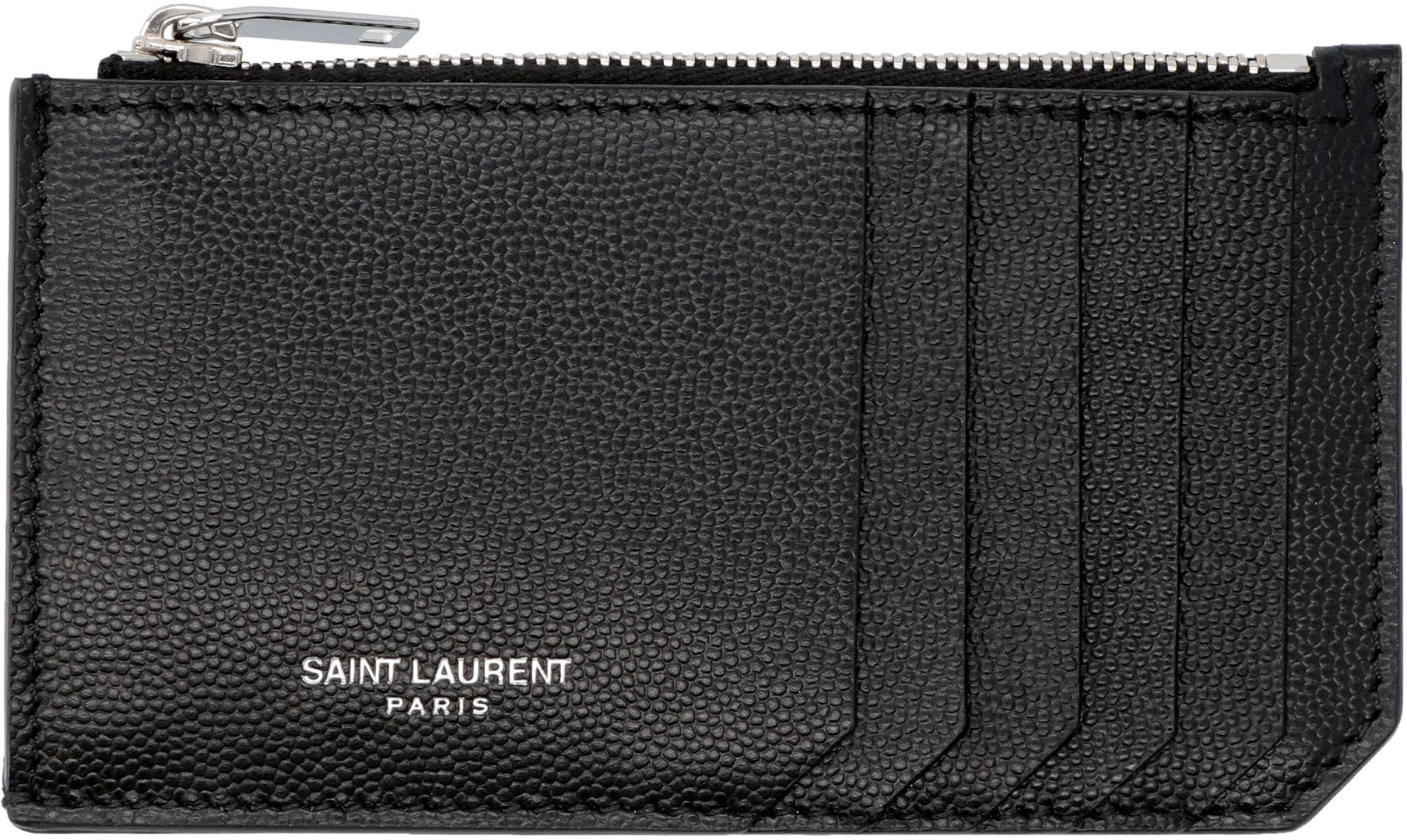 Saint Laurent Portacarte in pelle texturizzata