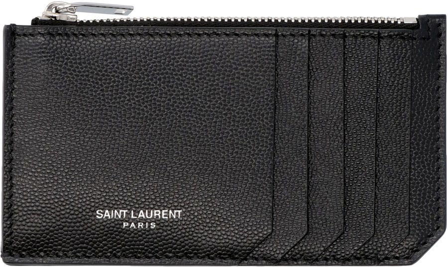 Saint Laurent Portacarte in pelle texturizzata