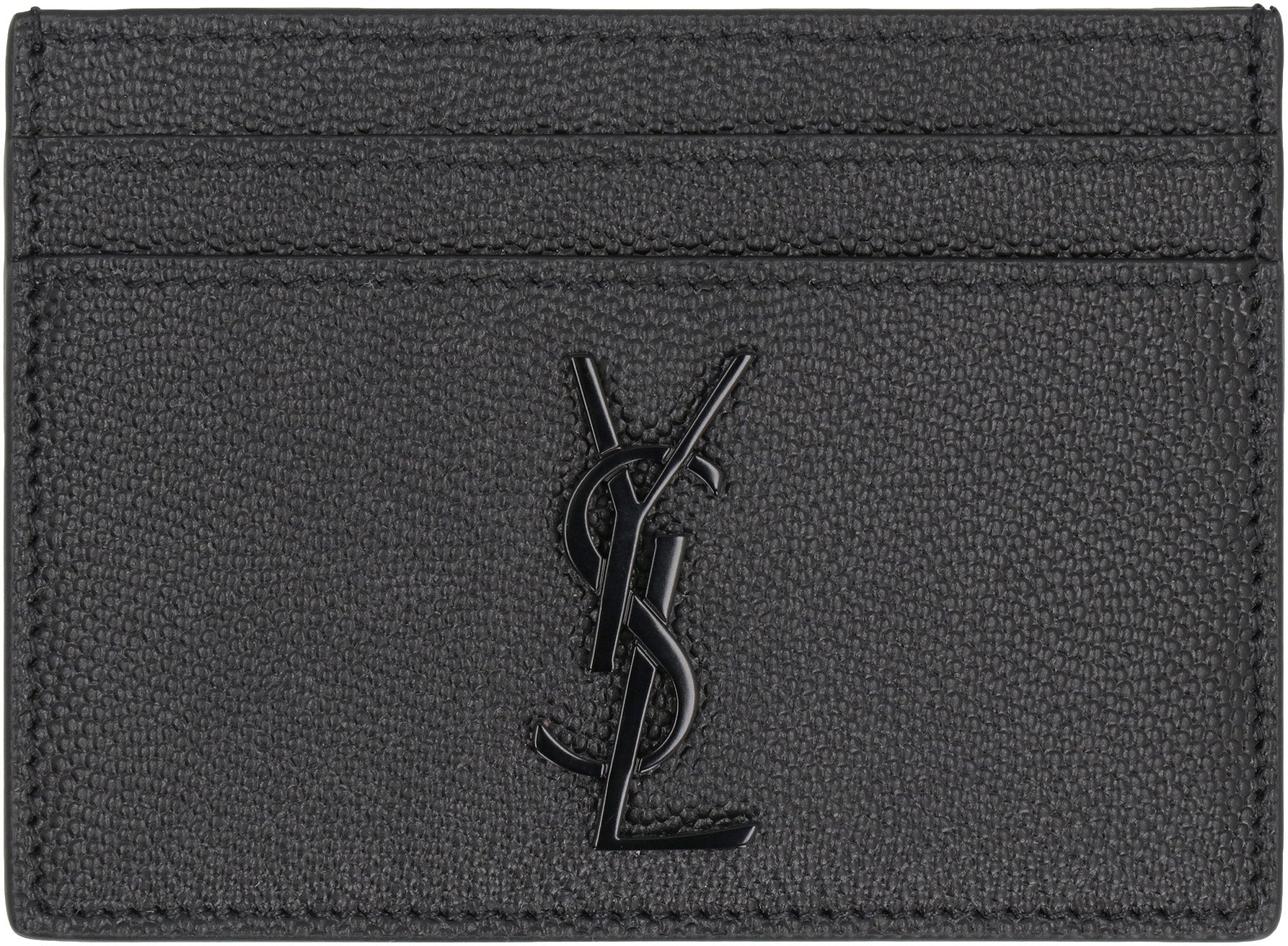 Saint Laurent Portacarte Cassandre in pelle con logo