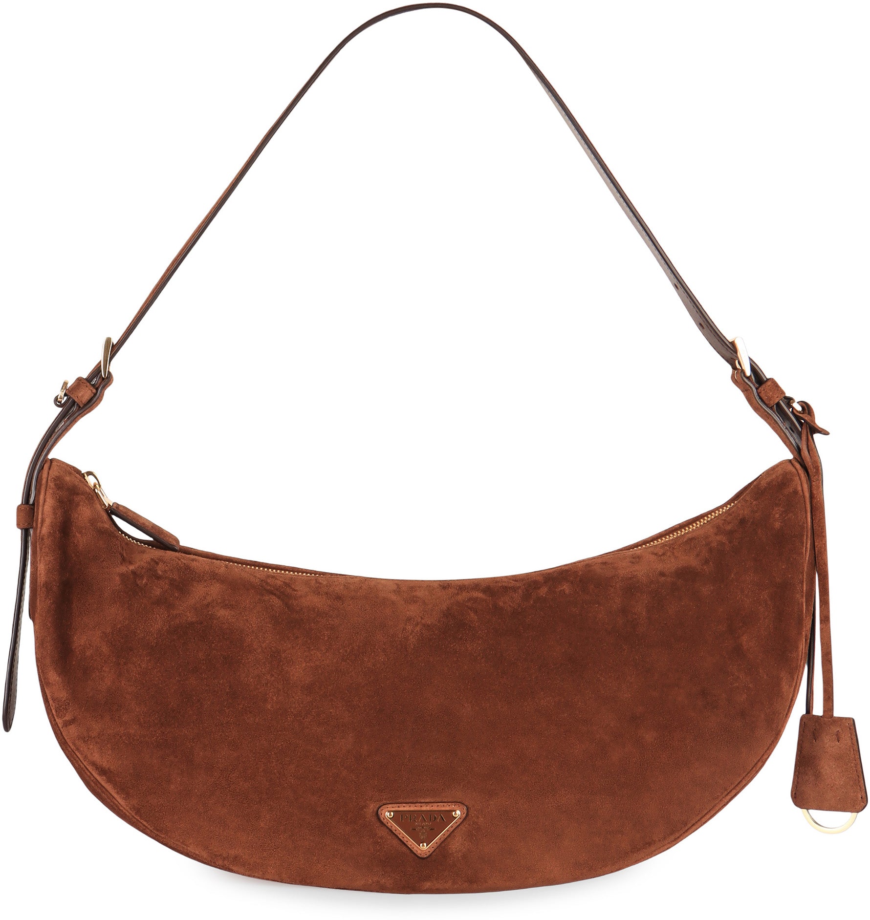Prada Borsa a spalla Demi-lune large in pelle scamosciata
