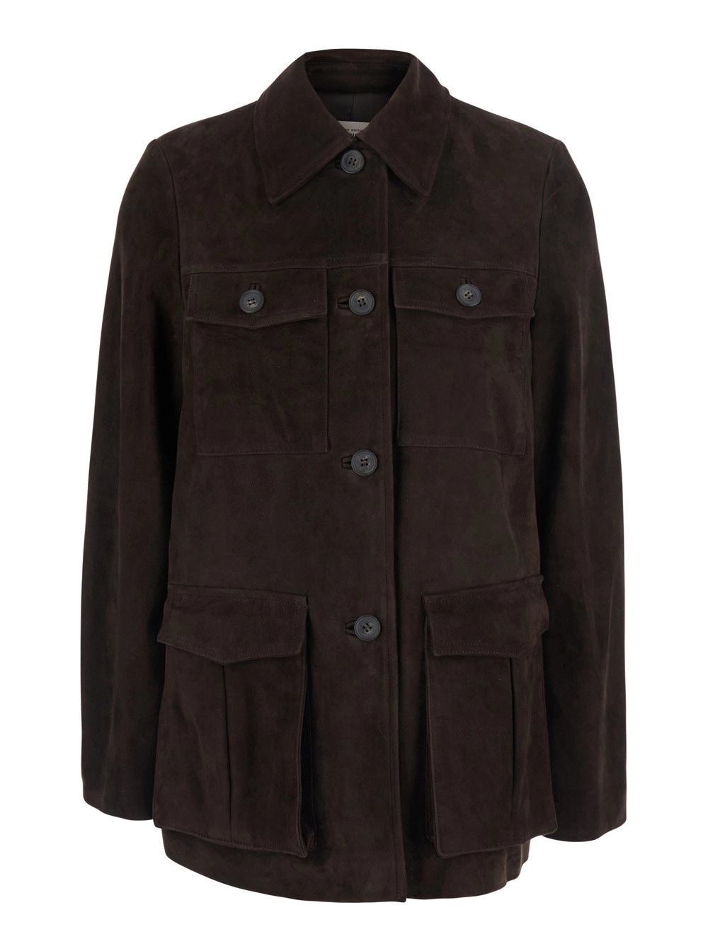 Semicouture Giubbotto 'Penny' con colletto classico in pelle scamosciata marrone donna