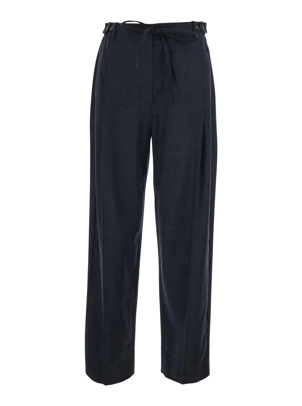 Tela Pantaloni 'Fox' con coulisse sul fronte e chiusura con bottone sul lato in misto lana grigi donna