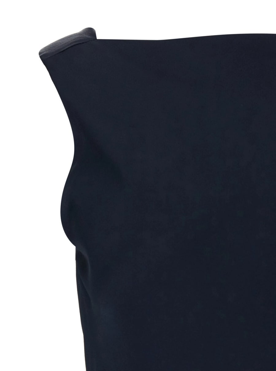Antonelli Abito lungo con scollo drappeggiato in tessuto tecnico blu donna, view 3