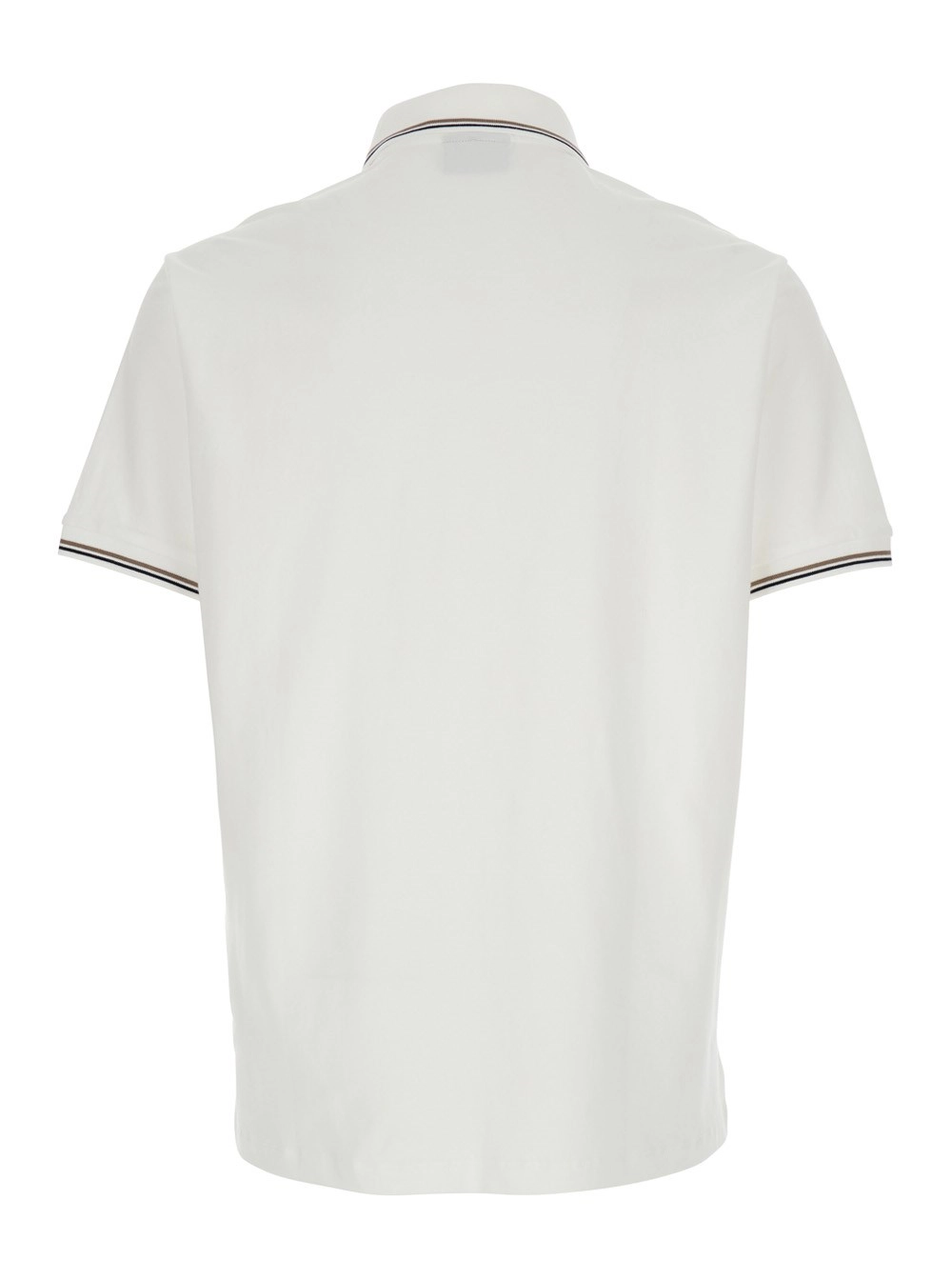 Emporio Armani Polo con Colletto Classico Bicolore e Ricamo Logo sul Fronte in Cotone Bianca Uomo, view 2