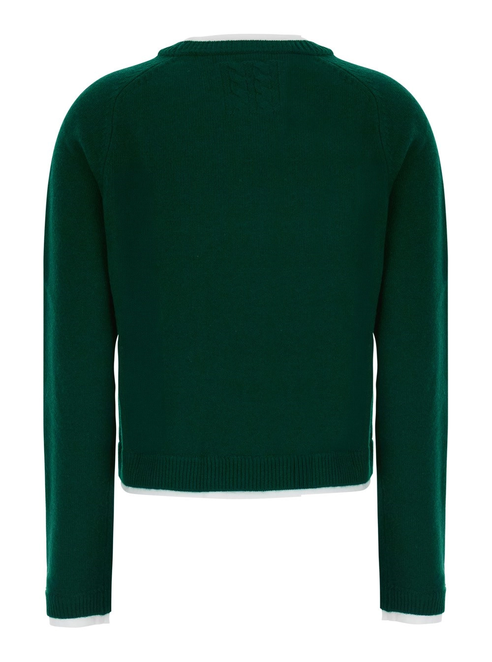 Semicouture Maglione 'Sarah' con collo rotondo a contrasto in lana e cashmere verde donna, view 2