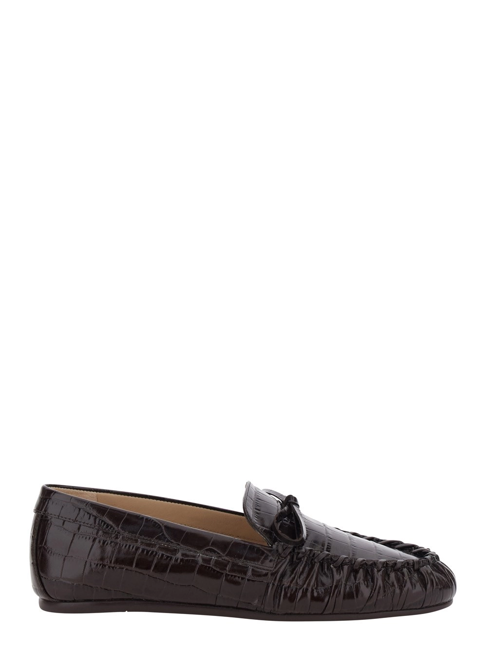 Stuart weitzman Mocassini 'BRITT BOW LOAFER' Marrone con Fiocco in Pelle Donna