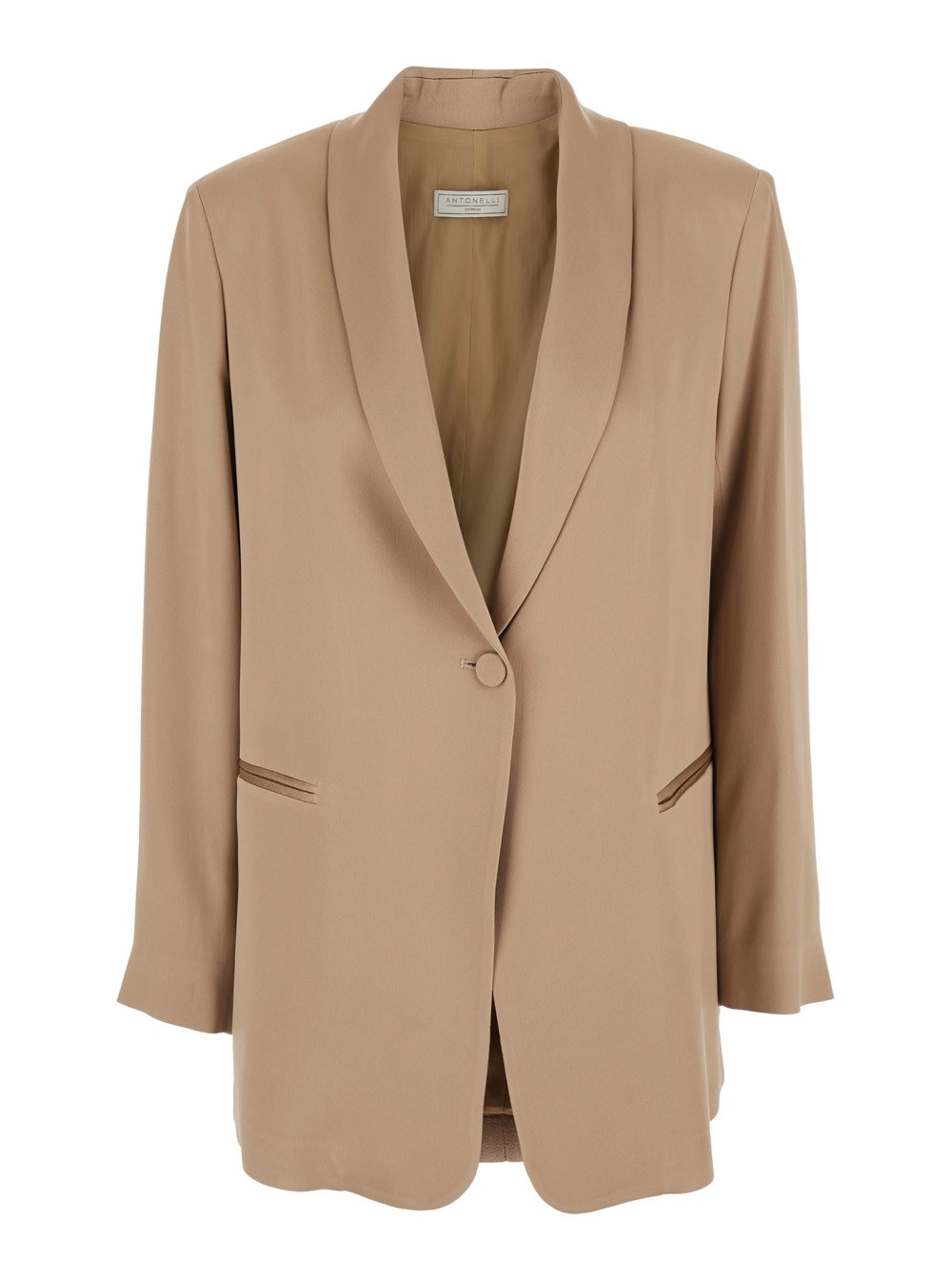 Antonelli Giacca 'EDWARD' monopetto con revers sciallato in tessuto tecnico beige Donna