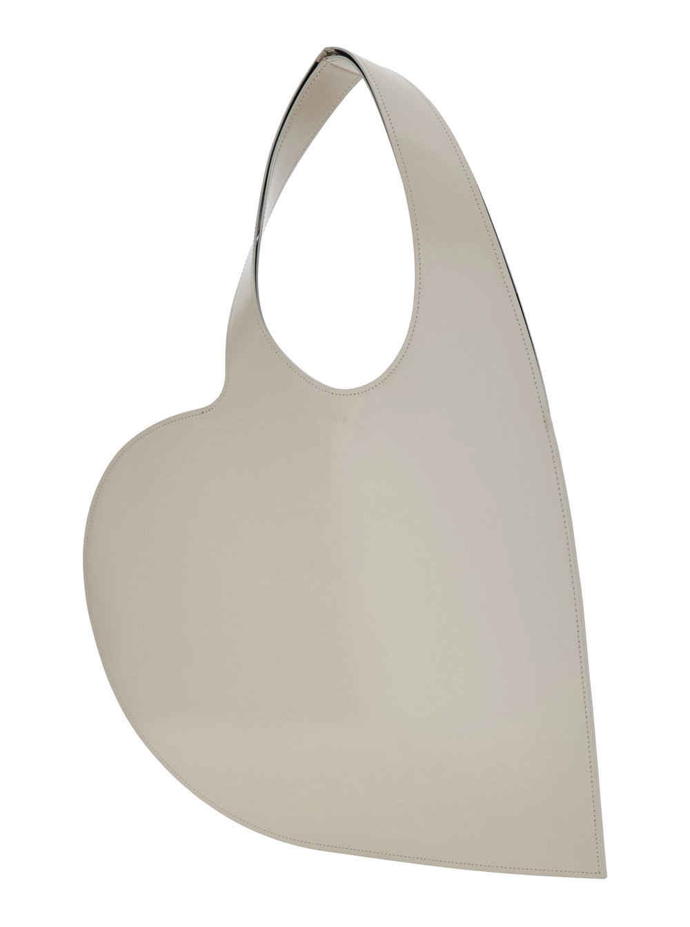 Coperni Borsa a Spalla 'Heart' con Stampa Logo in Pelle Beige Donna, view 2