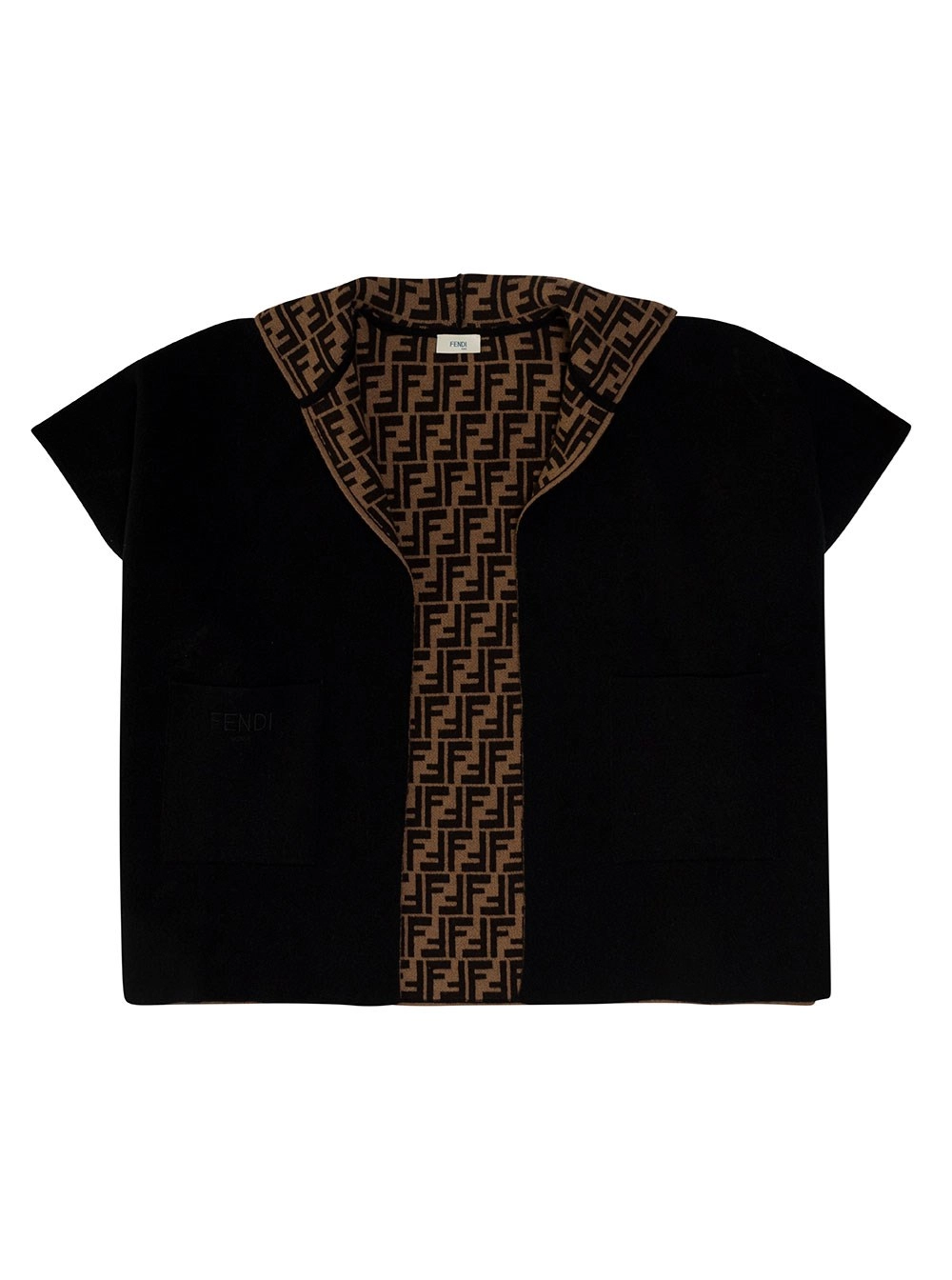 Fendi kids Poncho junior con maglia double in lana e cashmere marrone per bambino