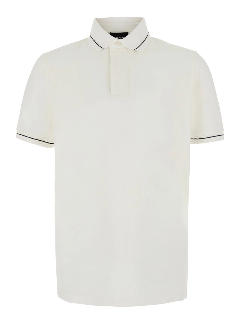 Emporio Armani Polo con dettalgi a contrasto e ricamo logo tono su tono sul fronte in cotone bianca uomo
