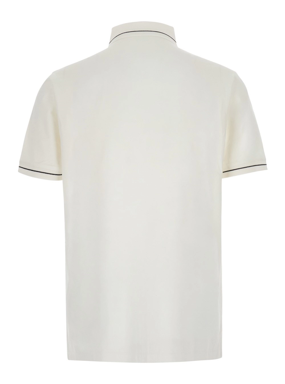 Emporio Armani Polo con dettalgi a contrasto e ricamo logo tono su tono sul fronte in cotone bianca uomo, view 2