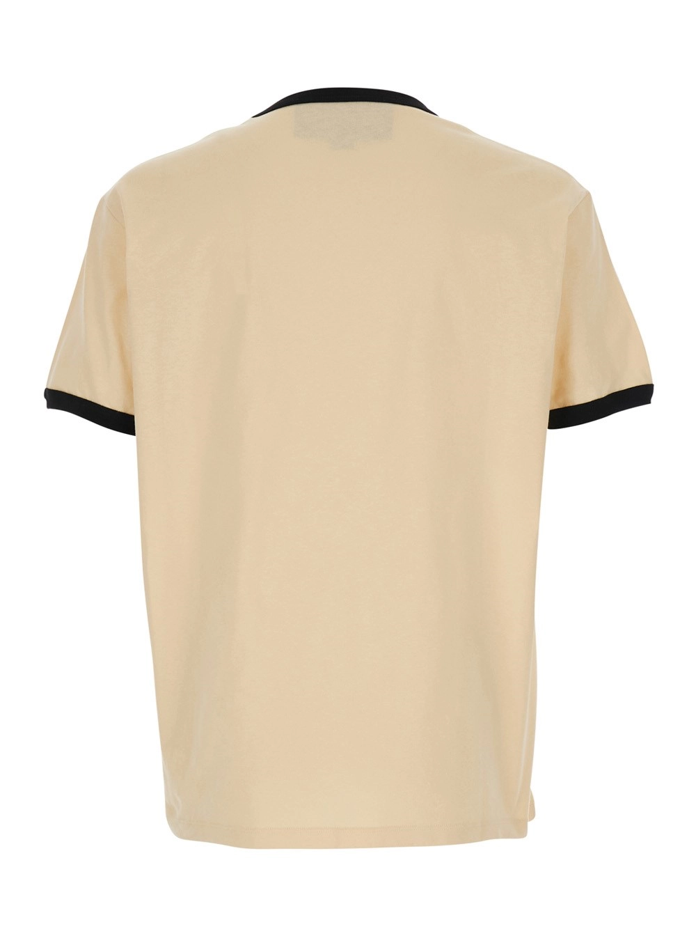 Valentino T-Shirt Girocollo con Stampa sul Fronte in Cotone Beige Uomo, view 2