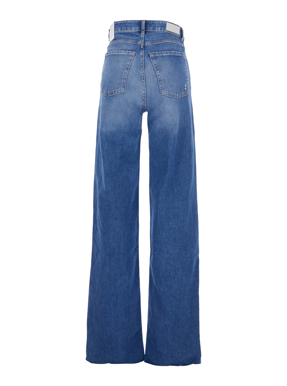 Icon denim Jeans a cinque tasche con patch logo sul retro in denim blu donna, view 2