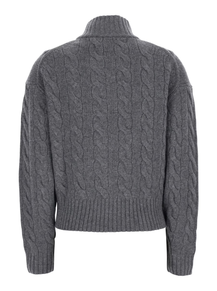 Polo Ralph Lauren Maglione a collo alto con ricamo Cavallino sul fronte e design corto in lana e cashmere grigio donna, view 2