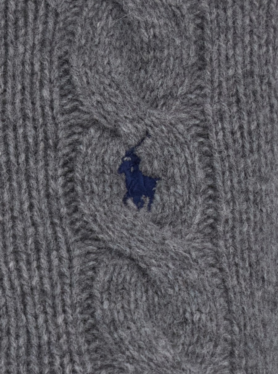 Polo Ralph Lauren Maglione a collo alto con ricamo Cavallino sul fronte e design corto in lana e cashmere grigio donna, view 3
