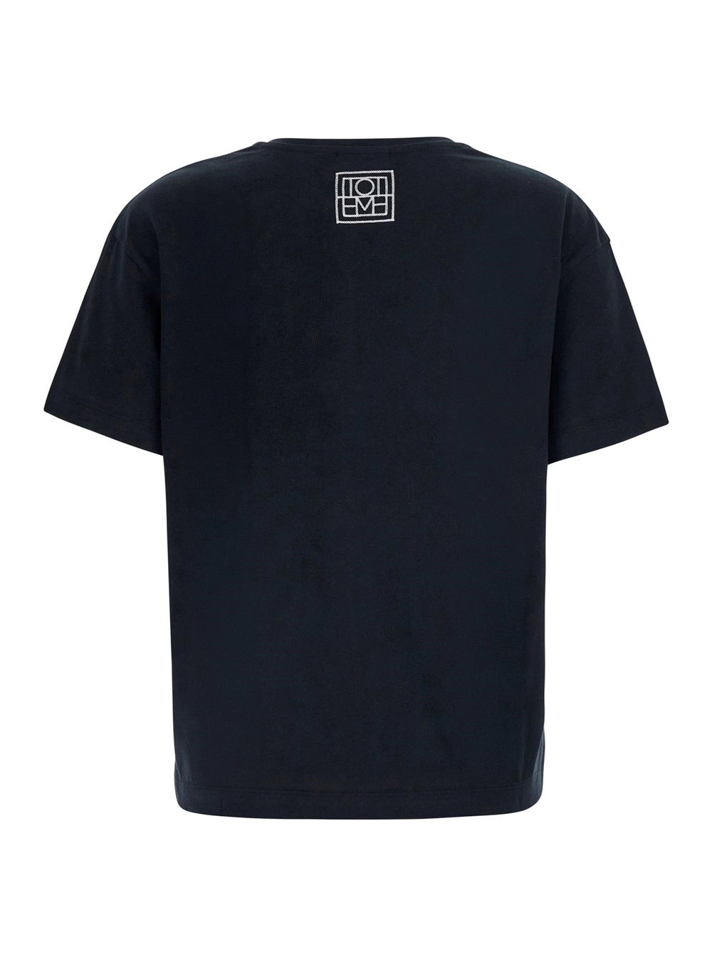 Toteme T-shirt girocollo con ricamo logo sul retro in cotone nera donna, view 2