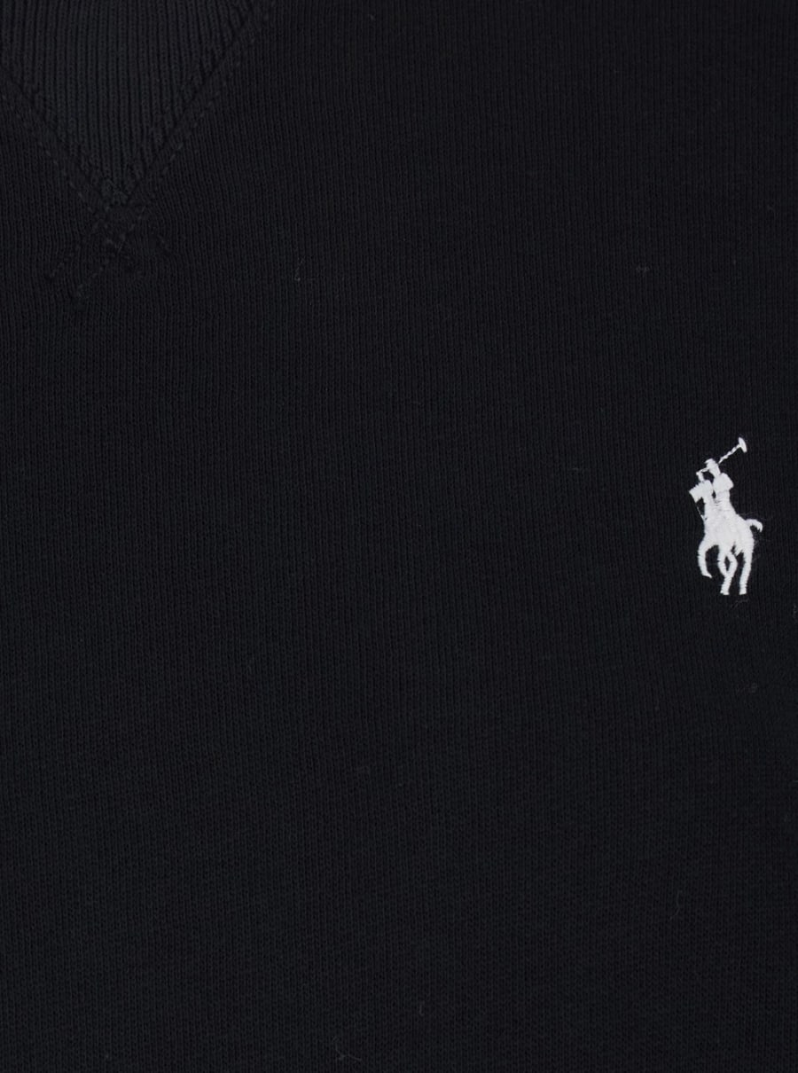 Polo Ralph Lauren Felpa Girocollo con Spalle Scese e Pony Ricamato sul Fronte in Misto Cotone Nera Donna, view 3