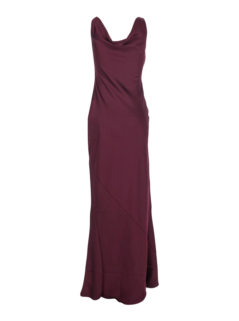 Norma kamali Abito Lungo con Scollo Asimmetrico e Gonna Svasata in Tessuto Tecnico Bordeaux Donna, view 2