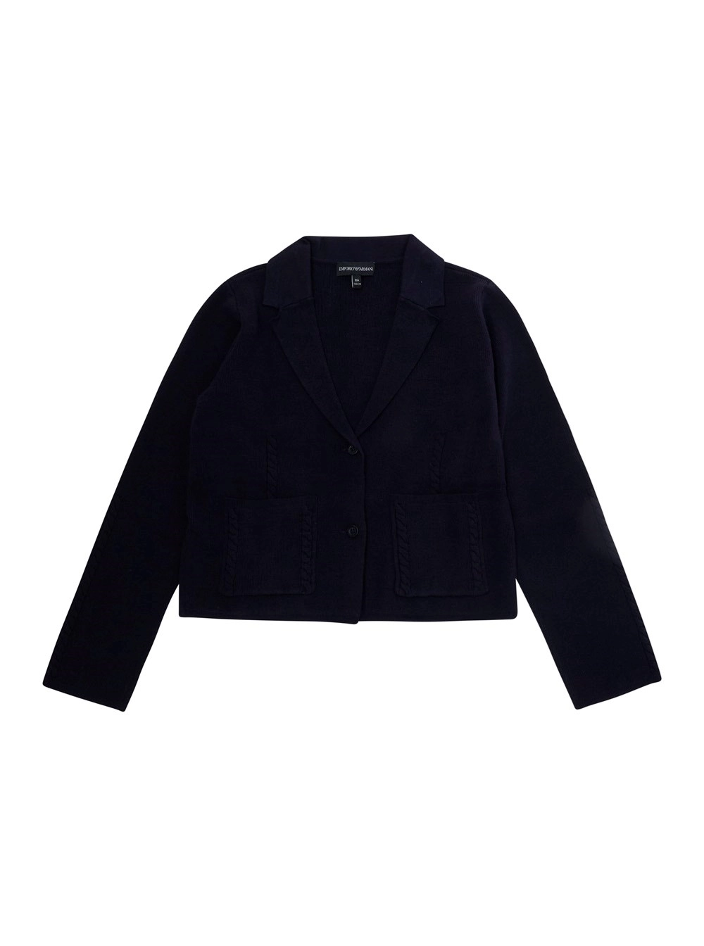 Emporio armani kids Giacca monopetto con dettagli a coste in misto lana blu bambina