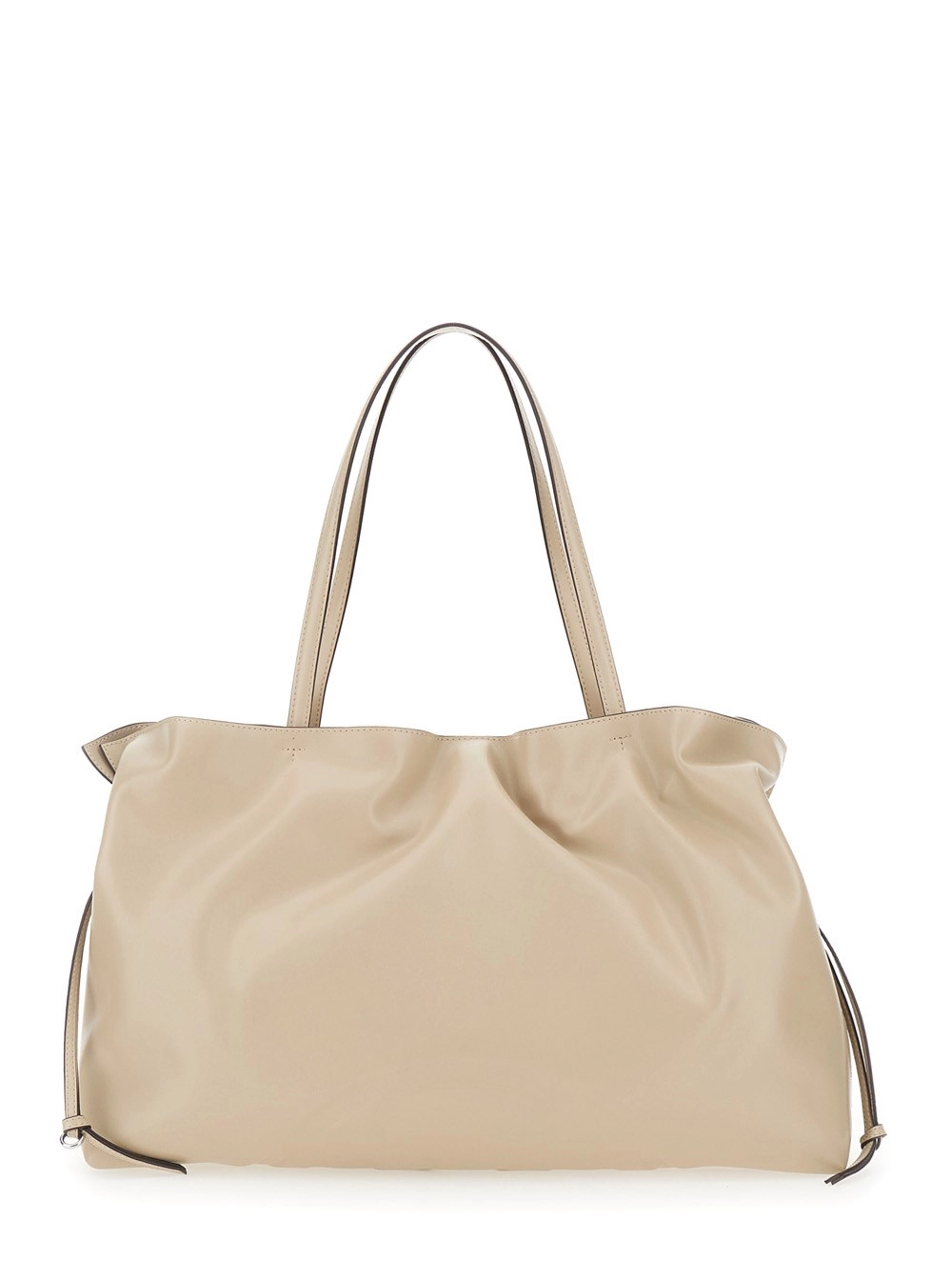Tory Burch Borsa a Spalla 'Ella' con Chiusura a Coulisse e Logo Impresso in Ecopelle Beige Donna