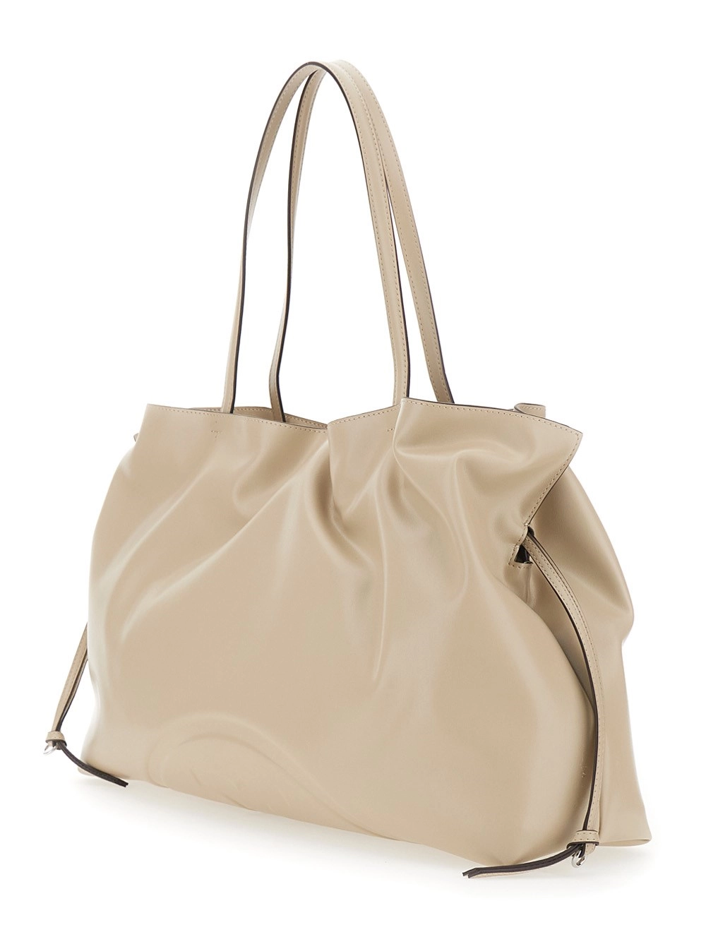 Tory Burch Borsa a Spalla 'Ella' con Chiusura a Coulisse e Logo Impresso in Ecopelle Beige Donna, view 2