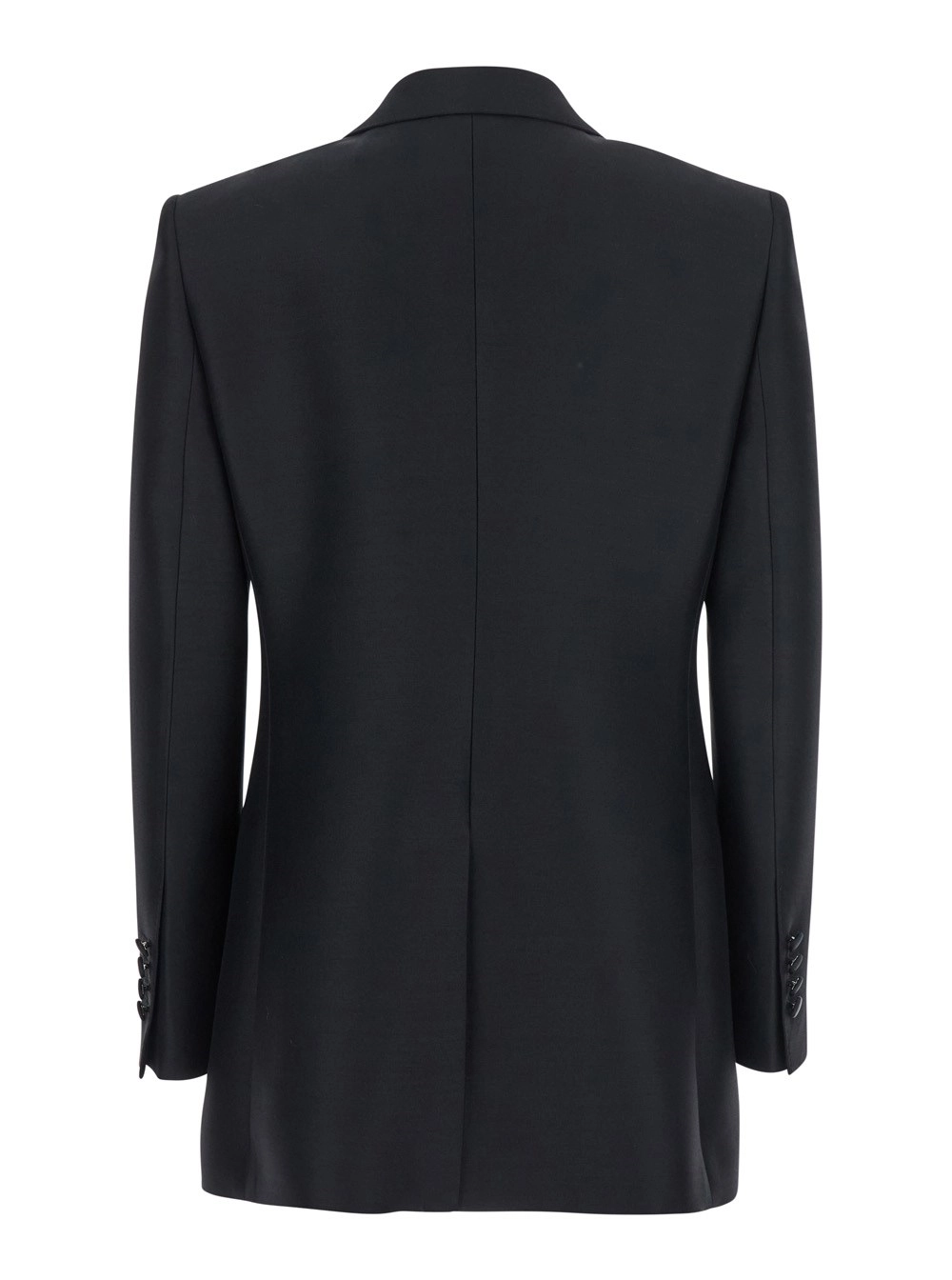 Dolce & Gabbana Giacca Doppiopetto con Revers a Lancia in Lana e Seta Nera Donna, view 2