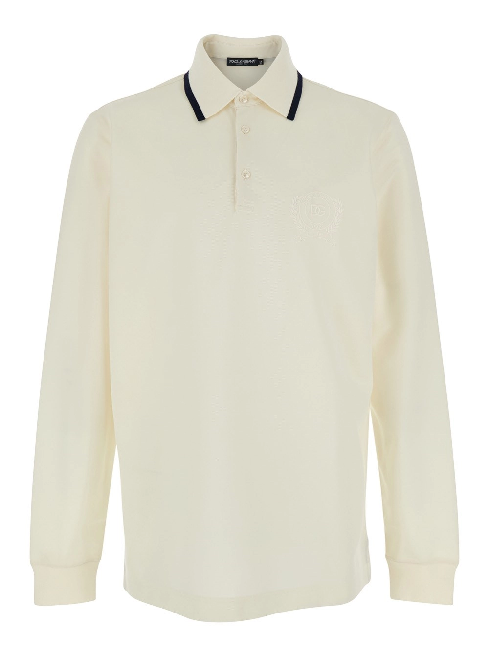 Dolce & Gabbana T-shirt 'ML PIQUET' con colletto classico e maniche lunghe in tessuto tecnico bianca uomo