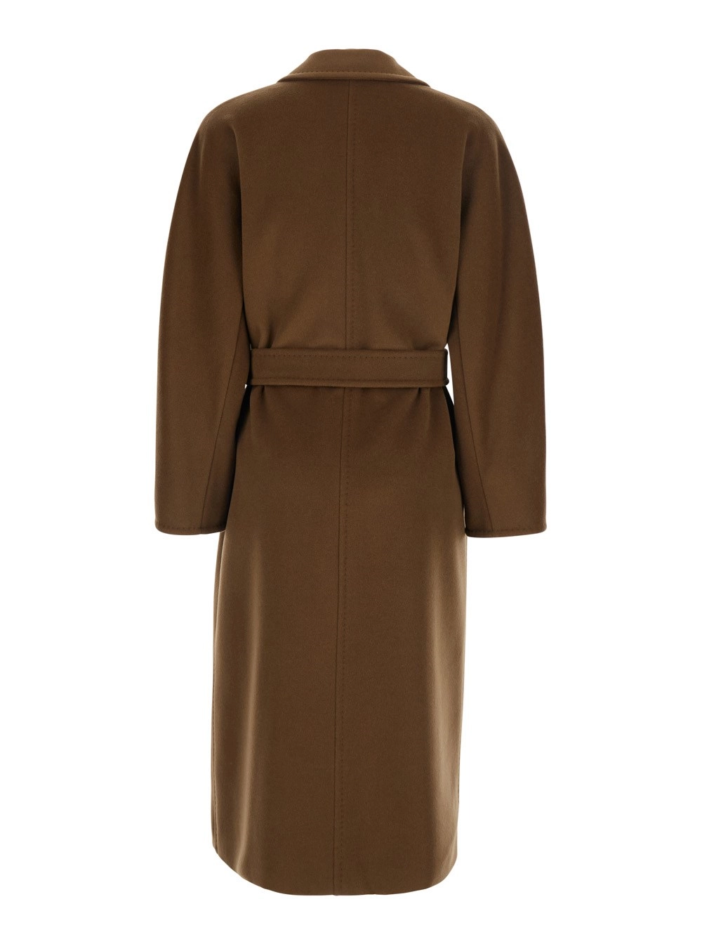 Max Mara Cappotto Doppiopetto 'Madame' con Revers Classici e Cintura sul Fronte in Lana e Cashmere Marrone Donna, view 2