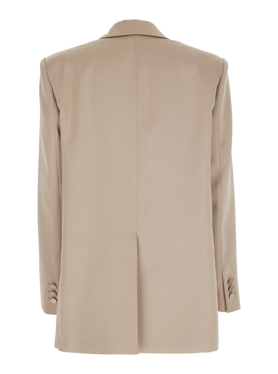 The andamane Giacca 'Guia' Monopetto con Revers Classici e Spalline in Misto Lana Stretch Beige Donna, view 2
