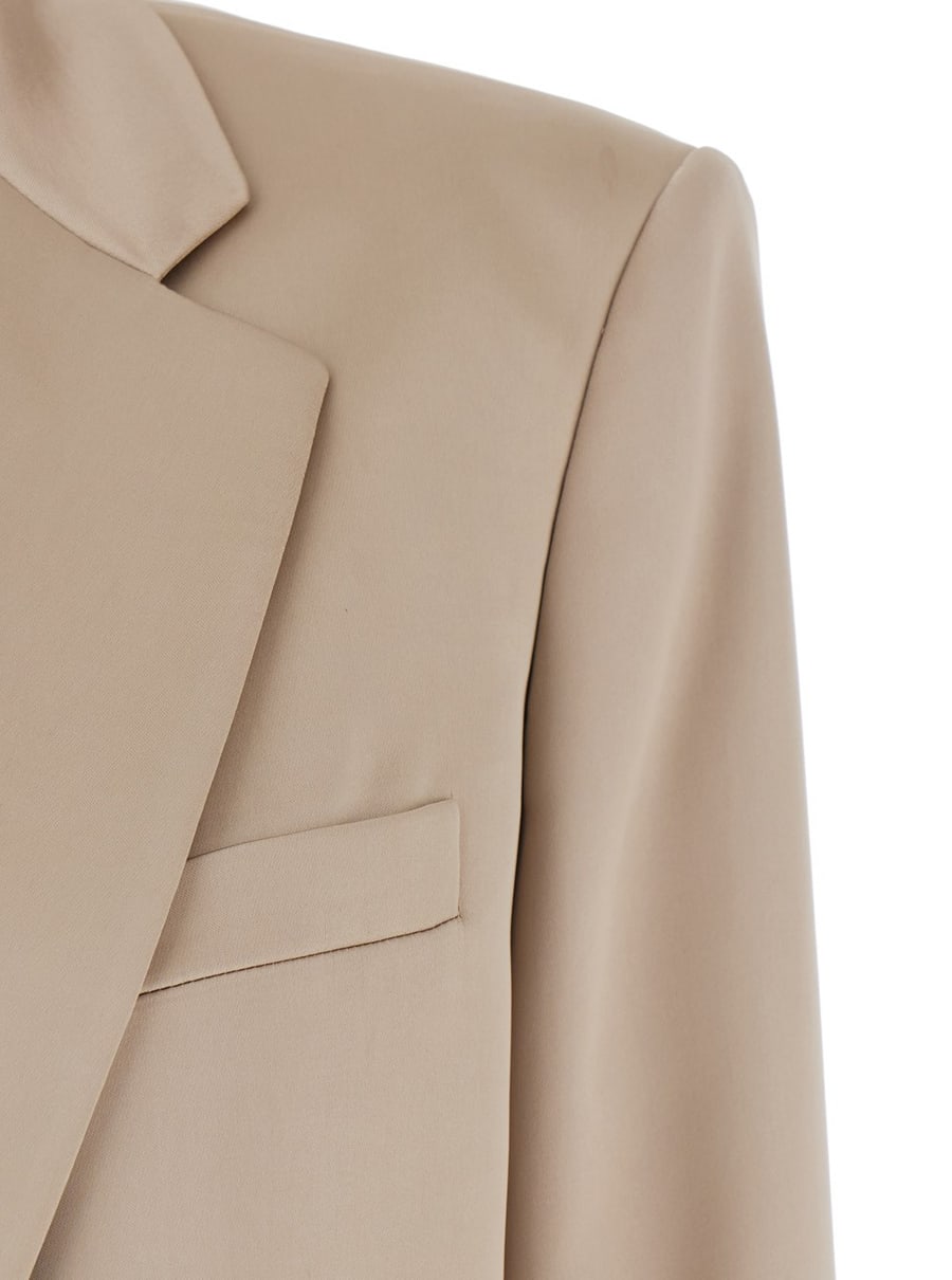 The andamane Giacca 'Guia' Monopetto con Revers Classici e Spalline in Misto Lana Stretch Beige Donna, view 3