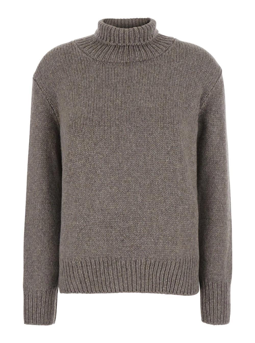 The Row Maglione 'PLIRA' con design a coste e collo alto in Cashmere marrone Donna