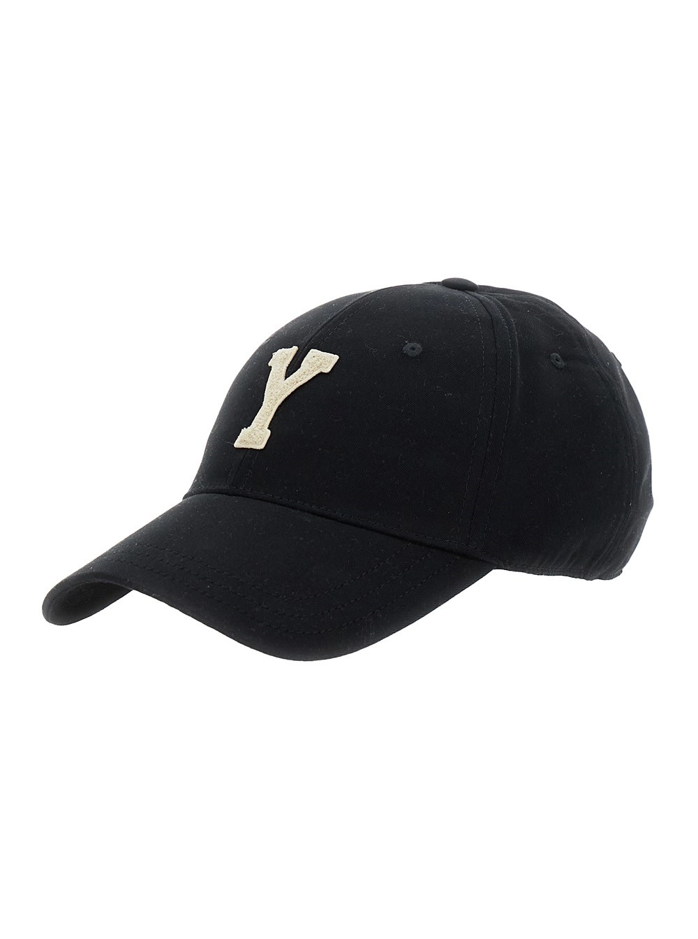 Saint Laurent Cappello da Baseball con Maxi Logo sul Fronte in Cotone Nero Uomo