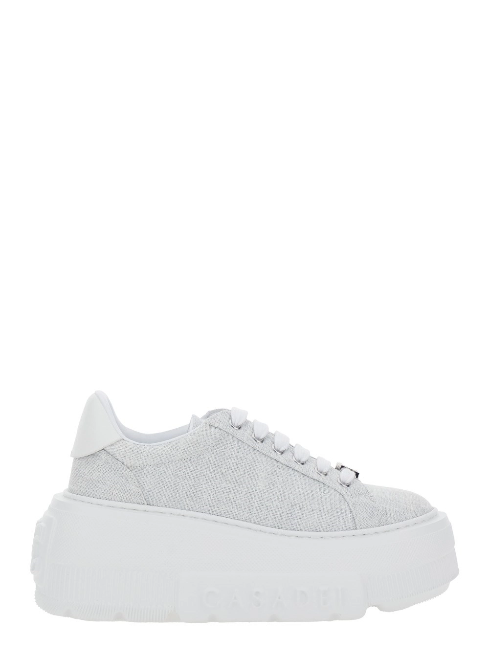 Casadei Sneaker 'Nexus' con Platform Oversize e Placca Logo sul Laccio in Tessuto Grigia Donna