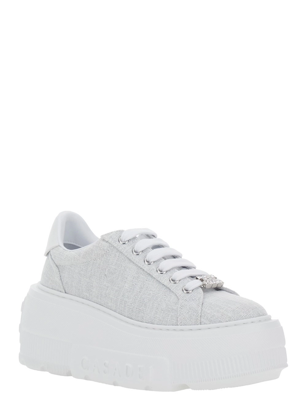 Casadei Sneaker 'Nexus' con Platform Oversize e Placca Logo sul Laccio in Tessuto Grigia Donna, view 2