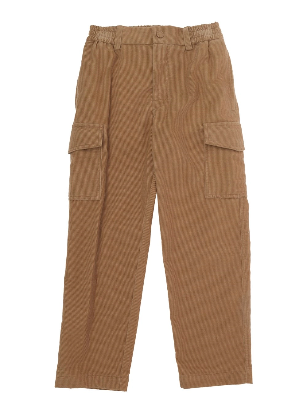 Moncler kids Pantaloni con vita elasticizzata e patch logo sul retro in velluto a coste marroni bambino