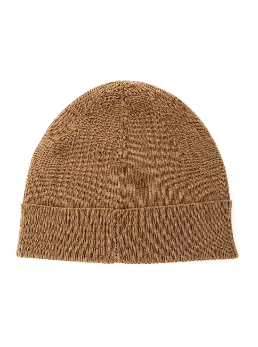 Saint Laurent Berretto con Patch Logo sul Fronte e Lavorazione a Maglia in Lana Beige Donna, view 2