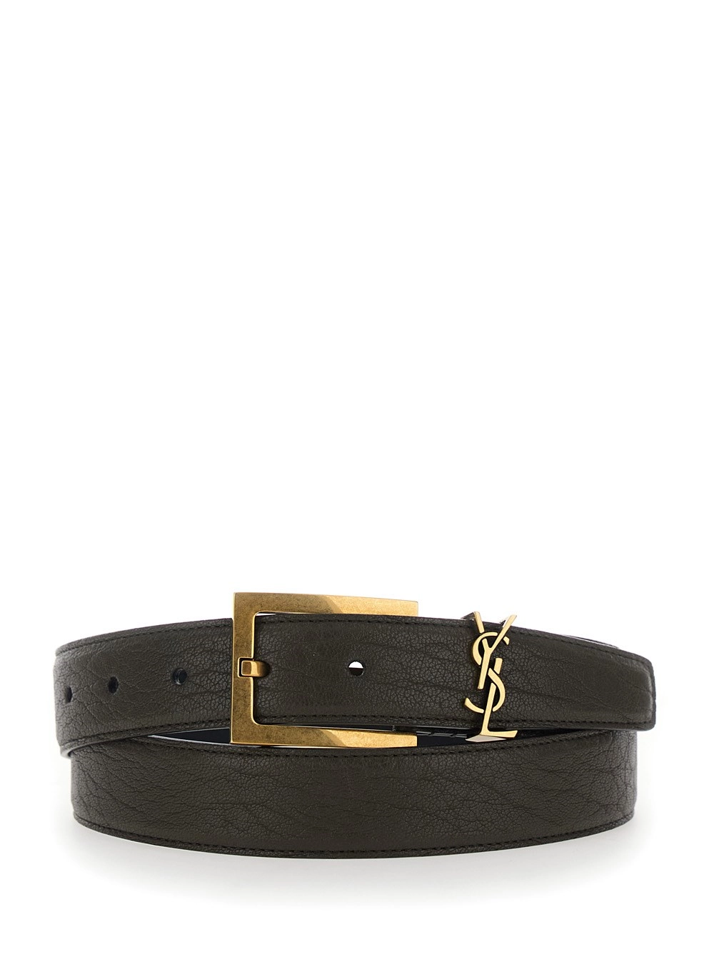 Saint Laurent Cintura con chiusura con fibbia Cassandre in pelle marrone donna