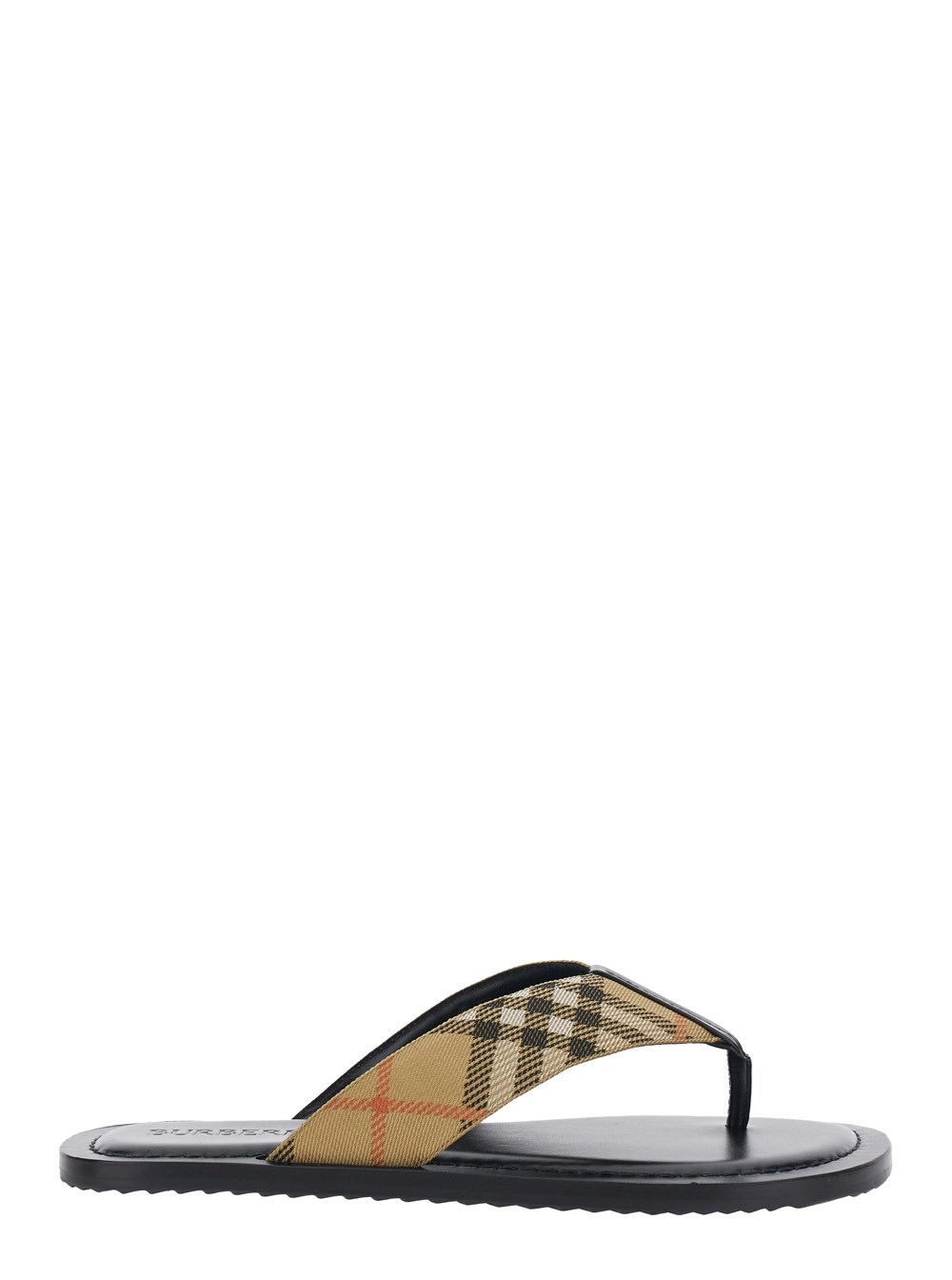 Burberry Sandali Infradito 'Check' con Motivo Check in Tessuto Tecnico Beige Uomo