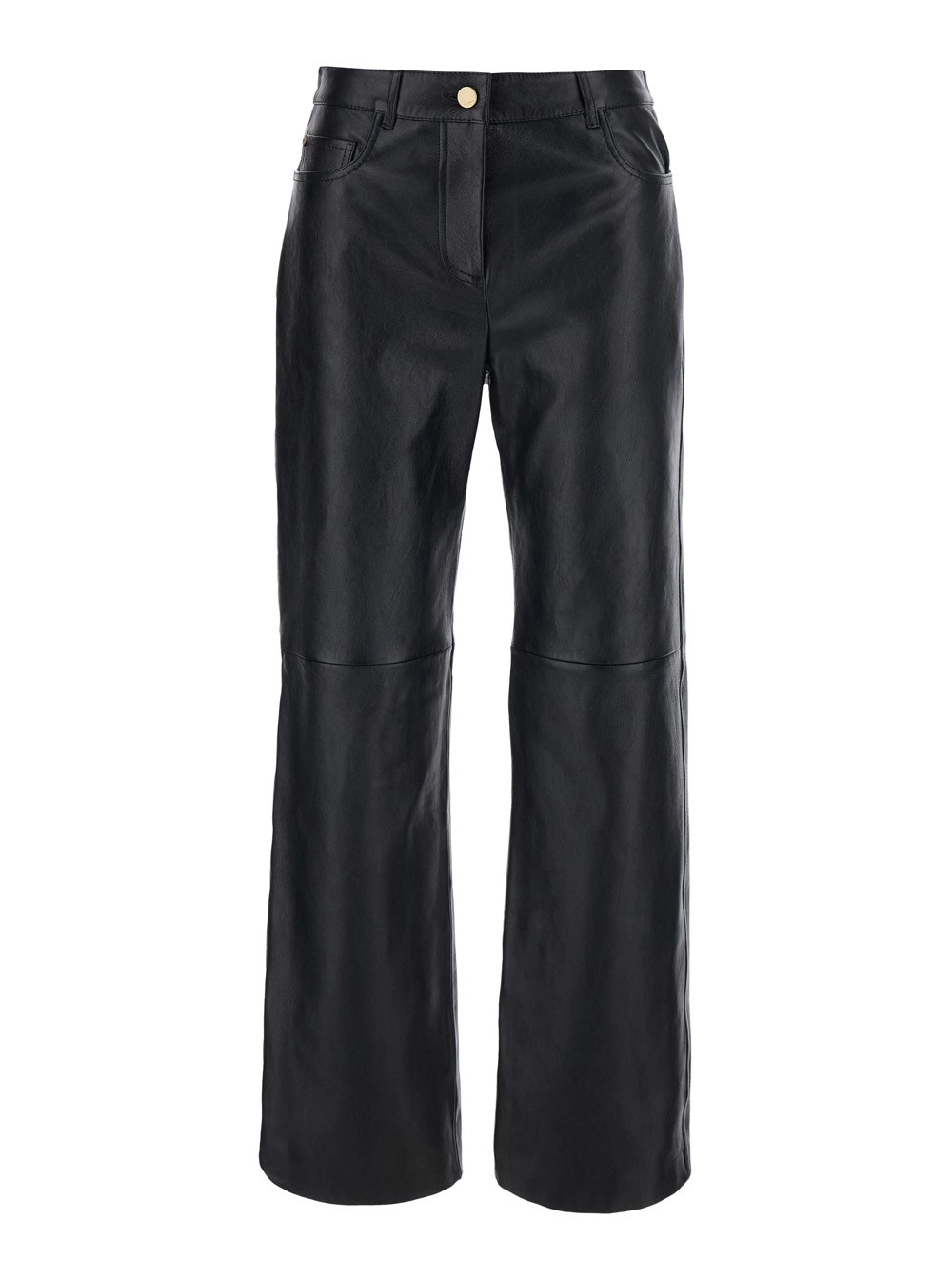 'S Max Mara Pantaloni 'Pesca' con Design a Cinque Tasche in Pelle Neri Donna