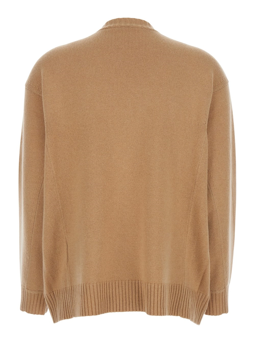 Max Mara Maglione Girocollo con Ricamo sul Fronte in Misto Lana e Cashmere Beige Donna, view 2