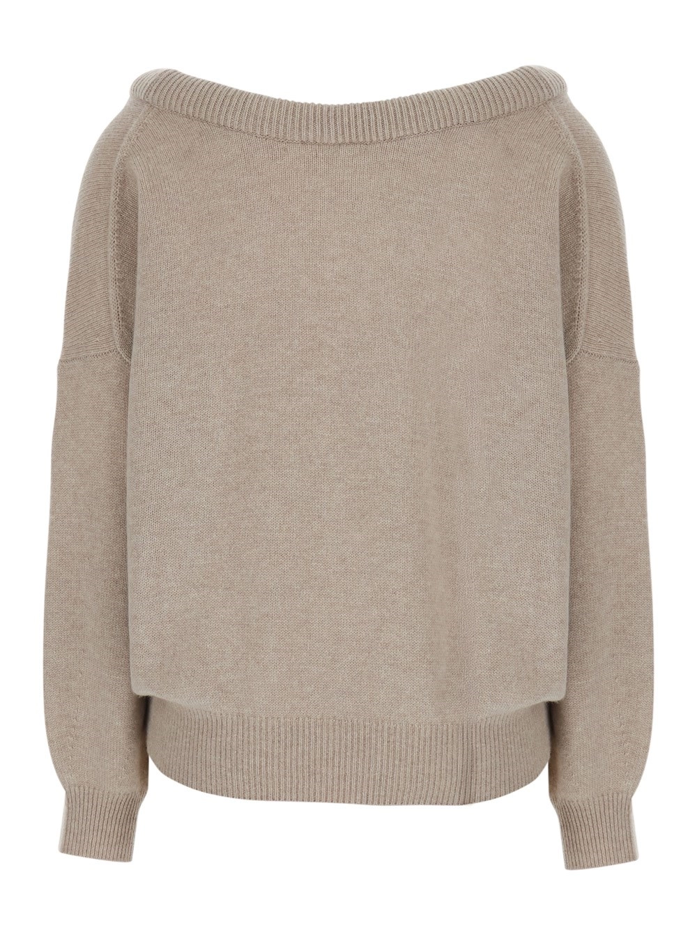 Lisa yang Maglione 'Doria' con scollo ampio e spalle scoperte in cashmere beige donna, view 2