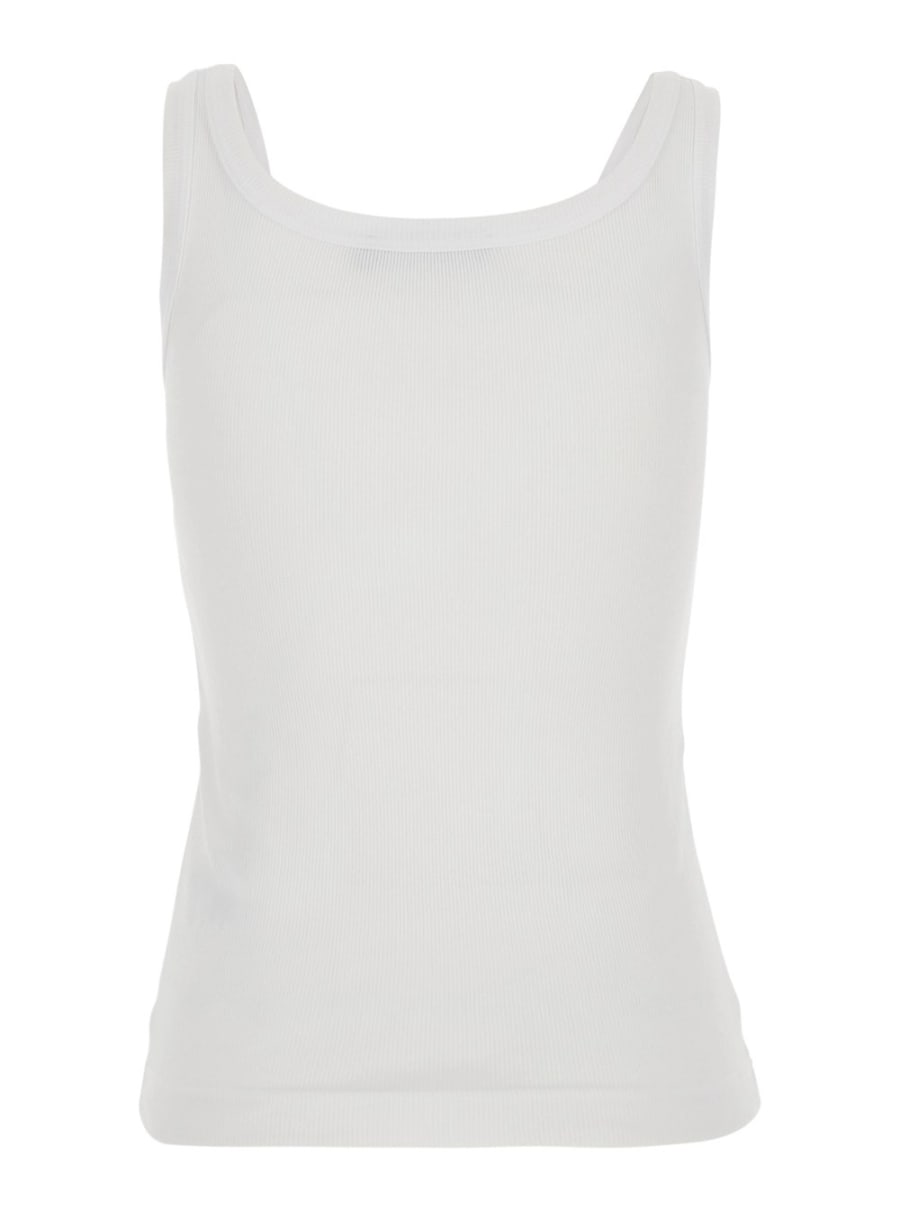 Dolce & Gabbana Top con patch logo sul fronte in cotone bianco donna, view 2