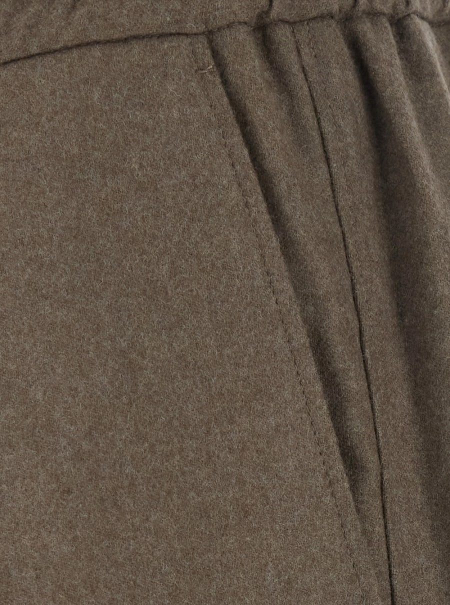 Drôle de monsieur Pantaloni con Vita Elasticizzata con Coulisse in Misto Lana Stretch Marroni Uomo, view 3