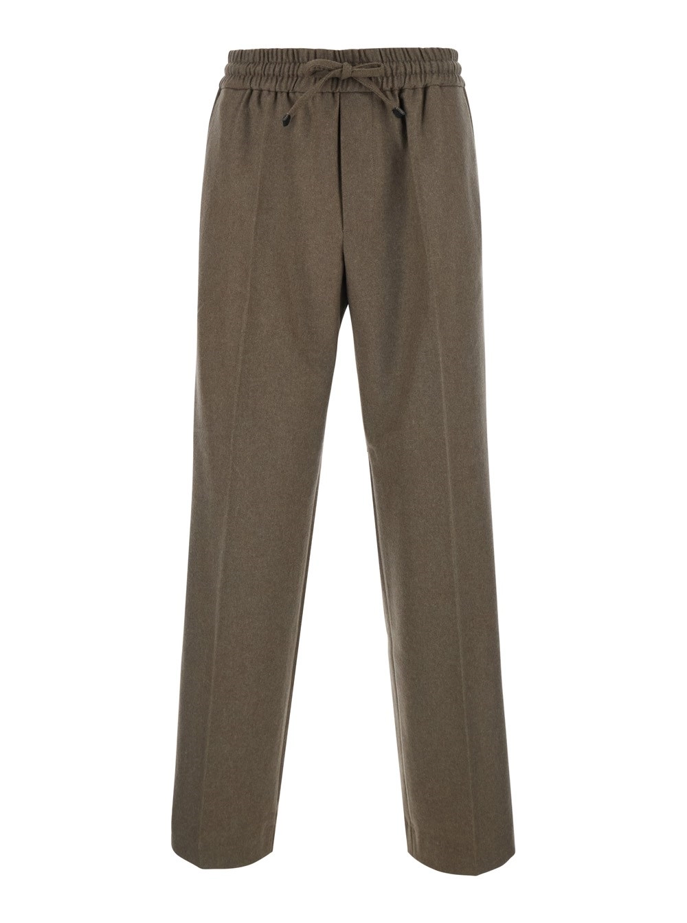 Drôle de monsieur Pantaloni con Vita Elasticizzata con Coulisse in Misto Lana Stretch Marroni Uomo