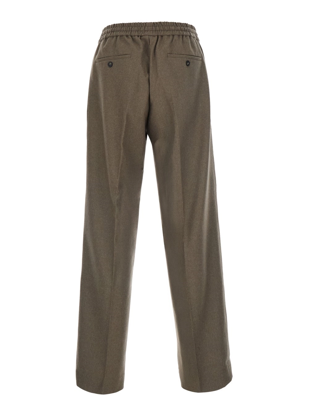 Drôle de monsieur Pantaloni con Vita Elasticizzata con Coulisse in Misto Lana Stretch Marroni Uomo, view 2