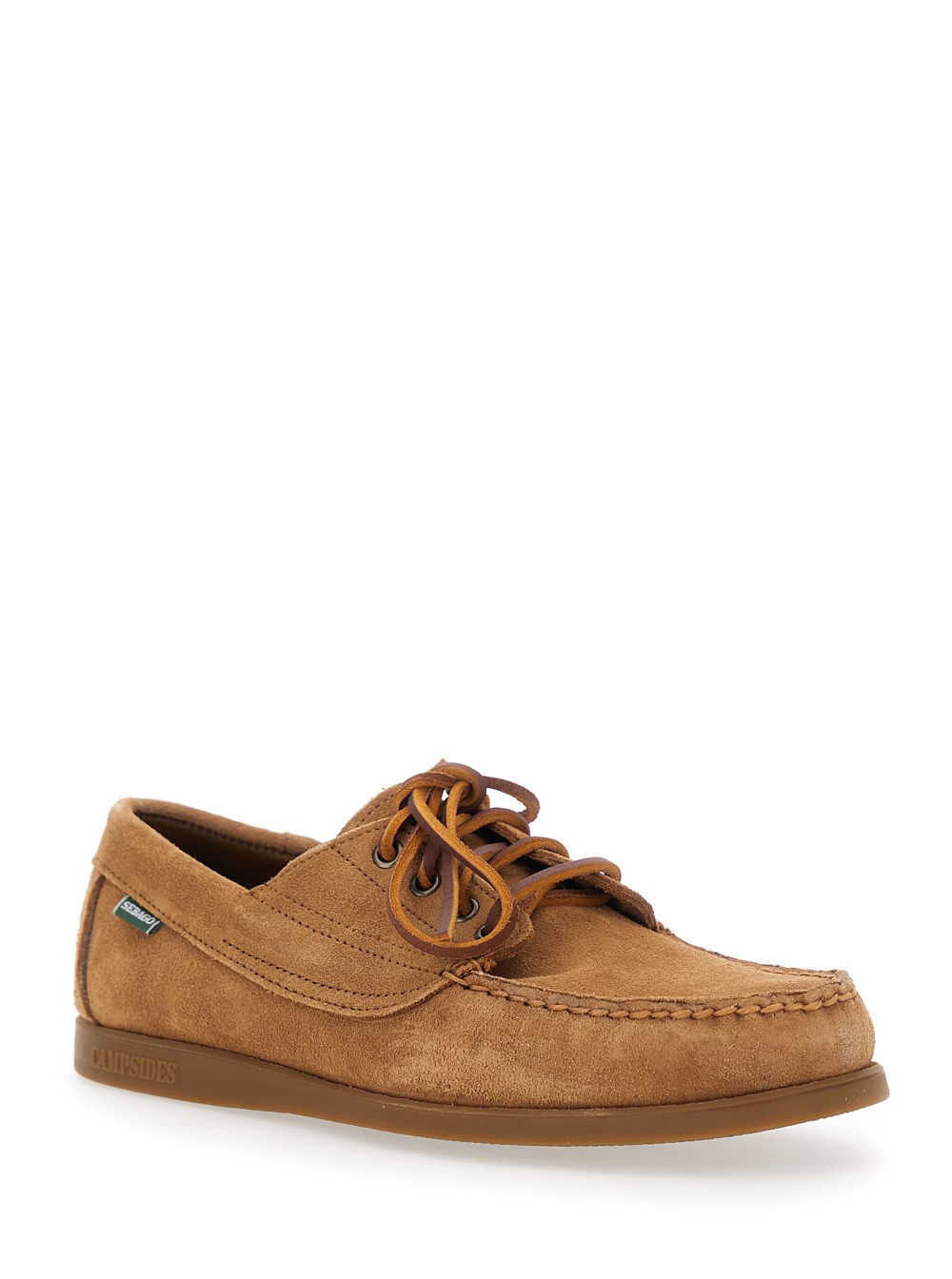 Sebago Mocassini 'Askook' con Patch Logo sul Lato e Cuciture Tono su Tono in Suede Beige Uomo, view 2