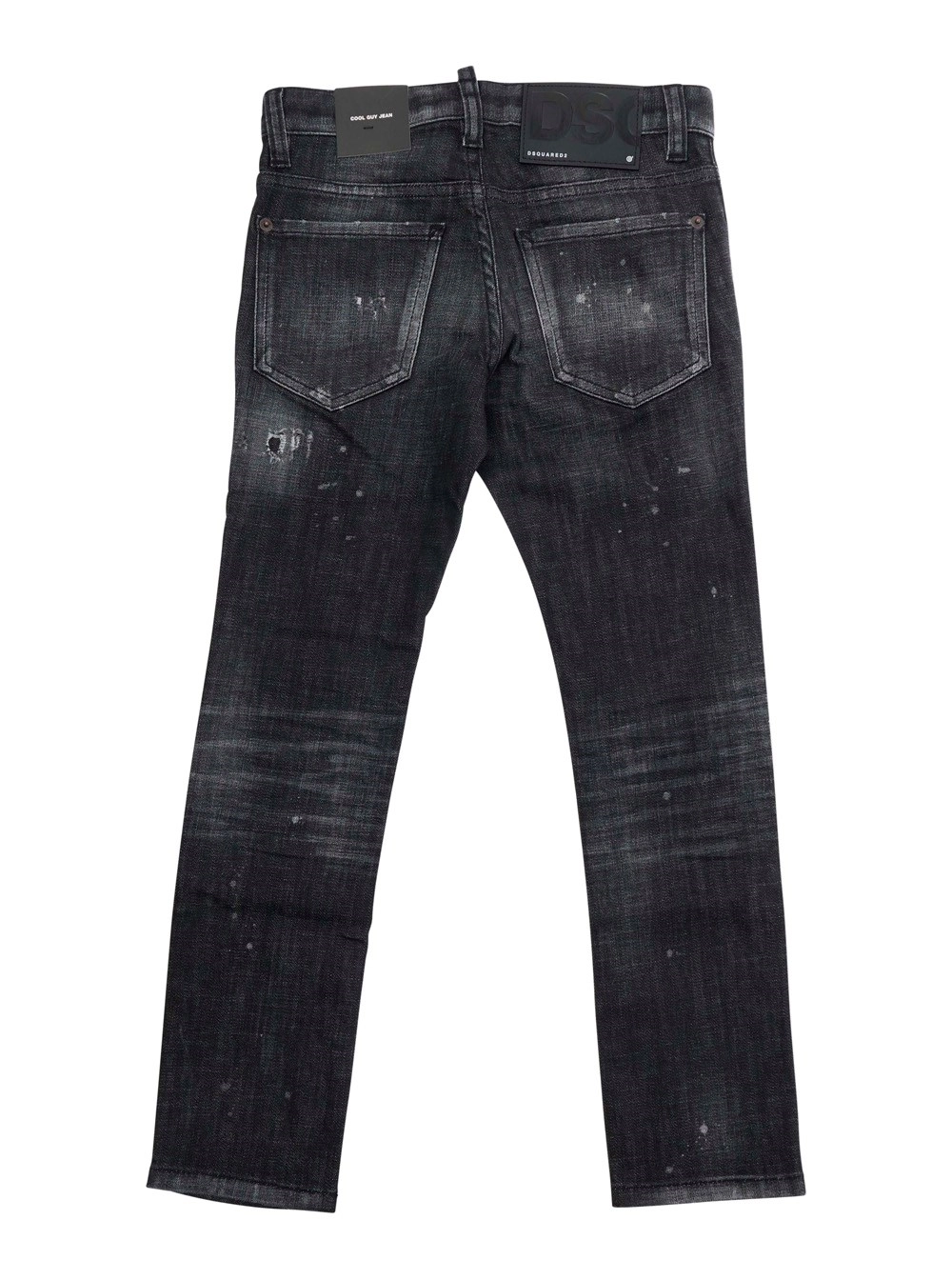 Dsquared2 kids Jeans 'Cool Guy' con dettagli strappati e patch logo sul retro in denim neri bambino, view 2