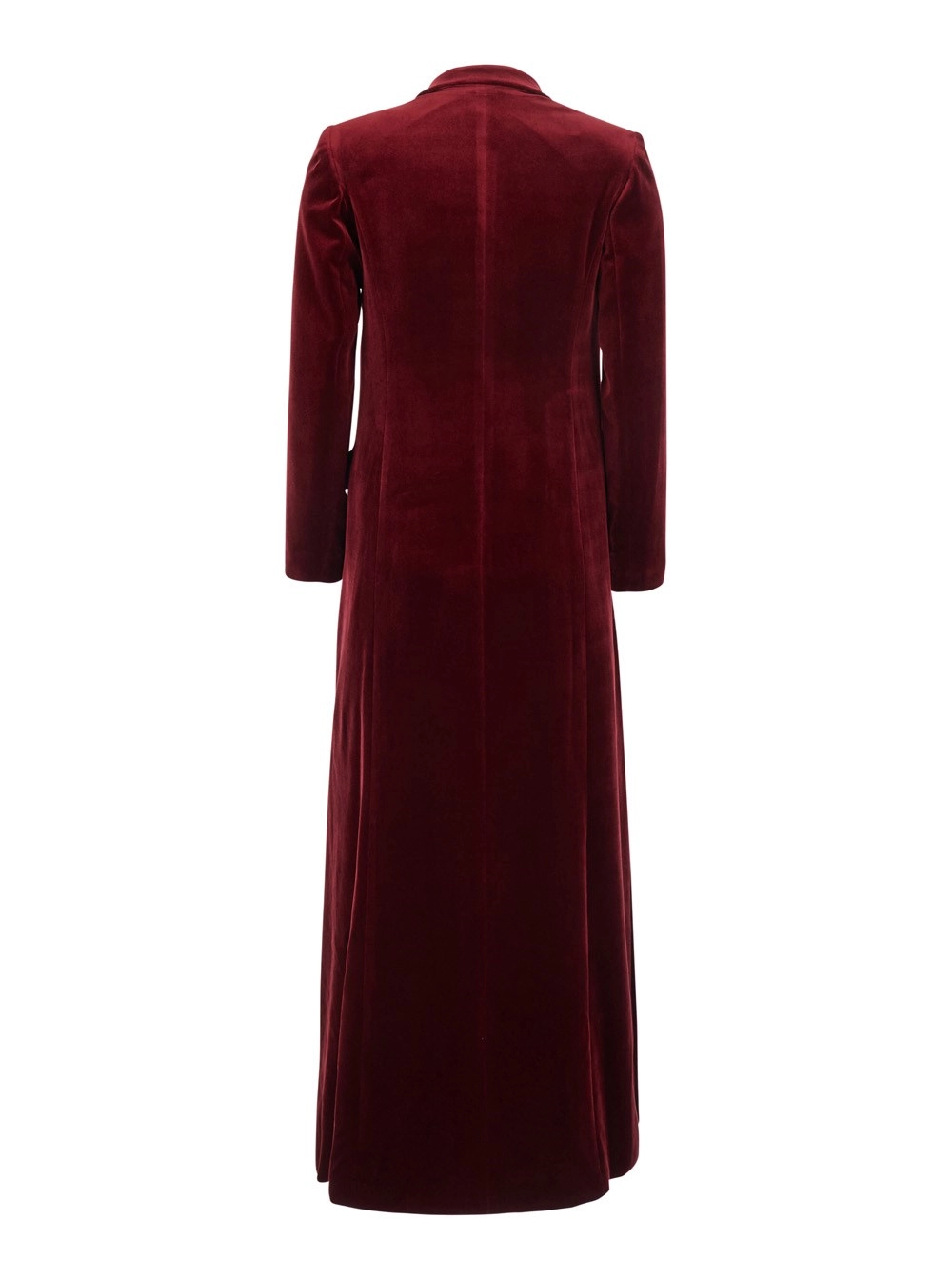 Leplain Cappotto lungo doppiopetto con revers a lancia in velluto bordeaux donna, view 2