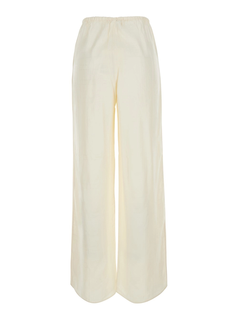 Toteme Pantaloni con vita elasticizzata e due tasche laterali in seta bianchi donna, view 2