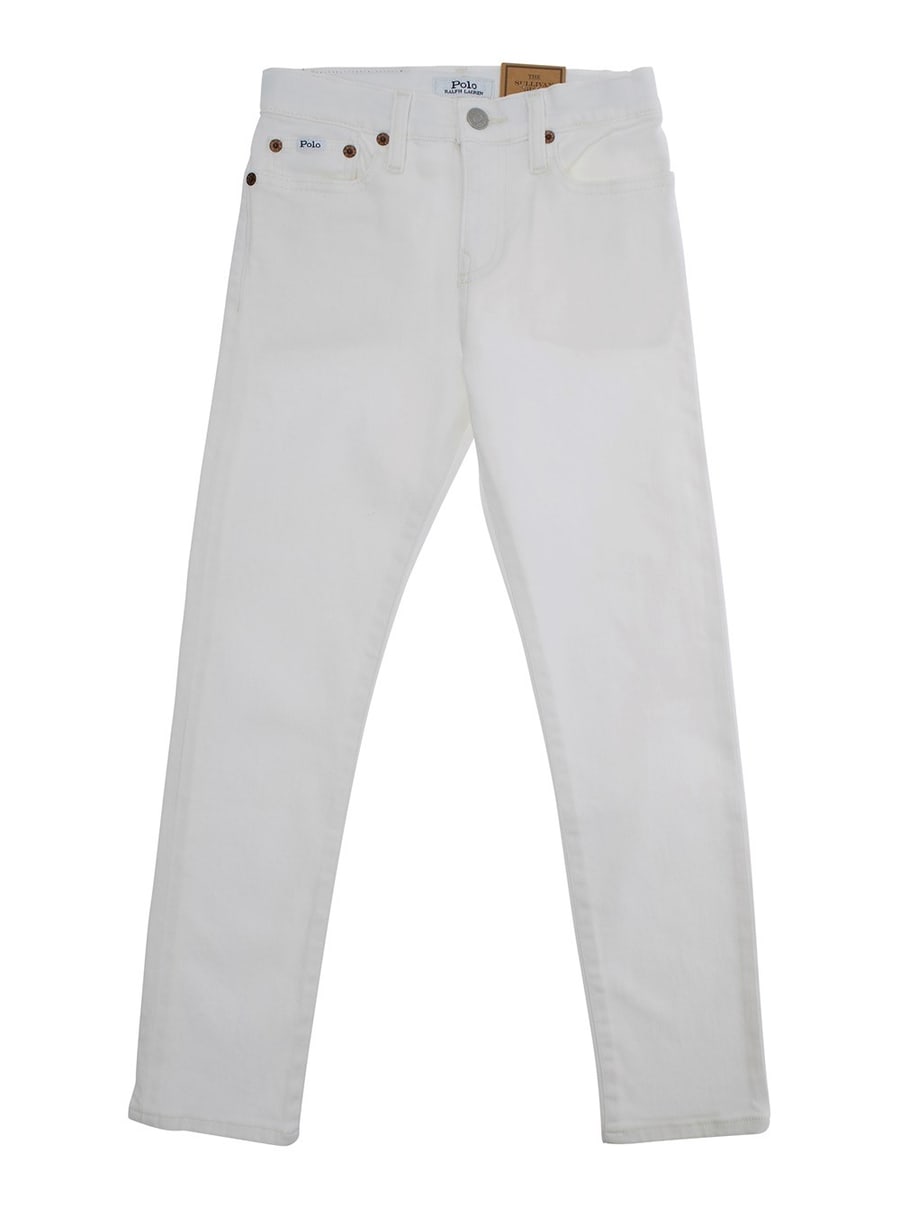 Polo ralph lauren kids Jeans 'Sullivan' con Patch Logo su Fronte e Retro in Denim Bianchi Bambino